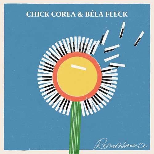 Album cover for "Remembrance" by Chick Corea & Béla Fleck, featuring a piano-key flower.