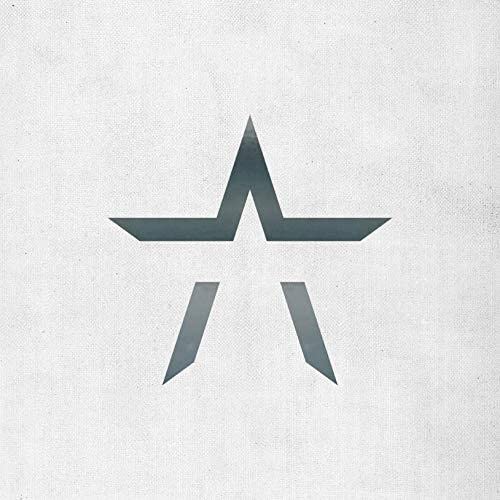 Gray star-shaped symbol on a textured white background.