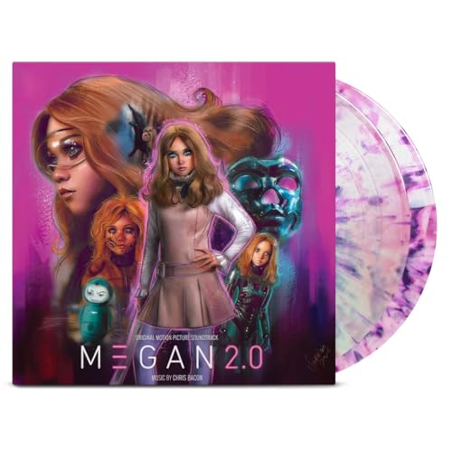 “M3GAN 2.0” soundtrack CD cover featuring the robotic doll and film characters.