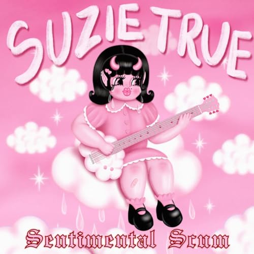 Pink album cover featuring a cartoon girl with a guitar.