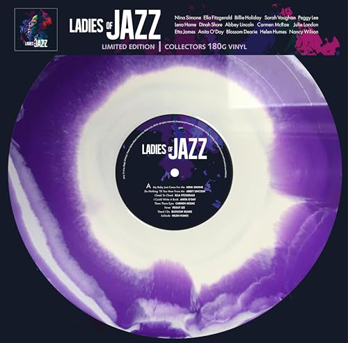 Purple and white swirl vinyl record with "Ladies of Jazz" label.
