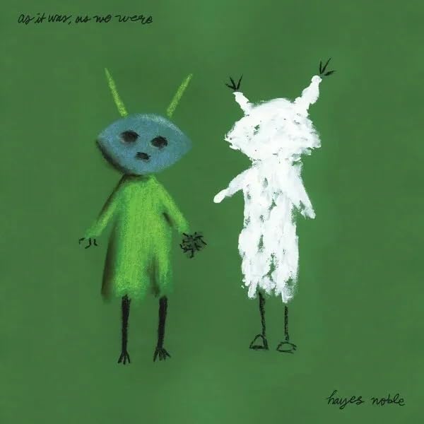 Album cover: two whimsical, childlike figures on a green background.