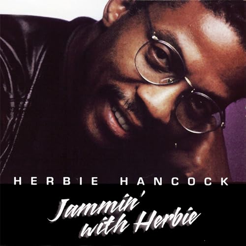 Herbie Hancock portrait with glasses, album cover for “Jammin’ With Herbie.”