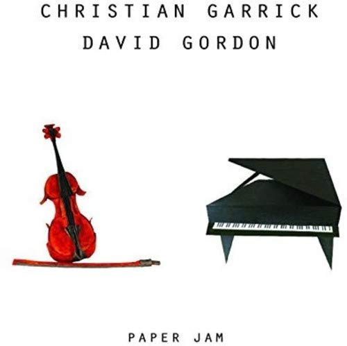 CD cover for "Paper Jam" featuring a cello and piano illustration.