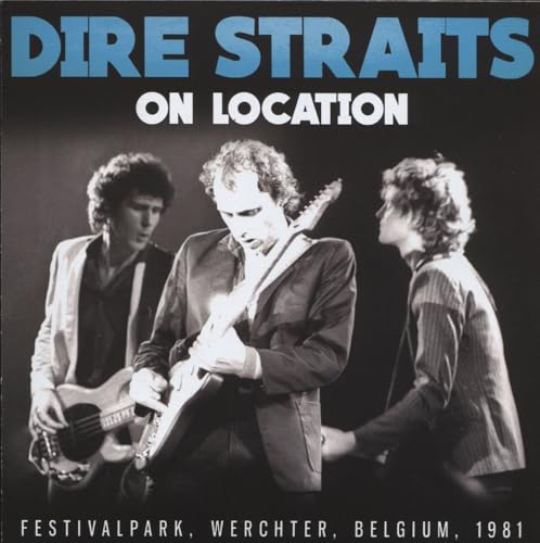 Dire Straits "On Location" CD cover featuring band members with guitars.