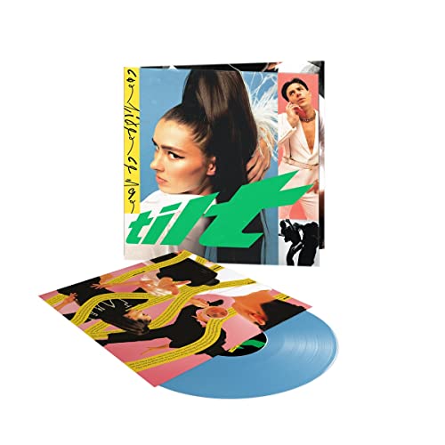 Album cover and light blue vinyl record for "Tilt" by Confidence Man.