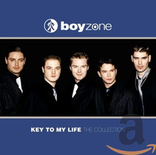 Boyzone album cover, five men in suits, blue and black background.