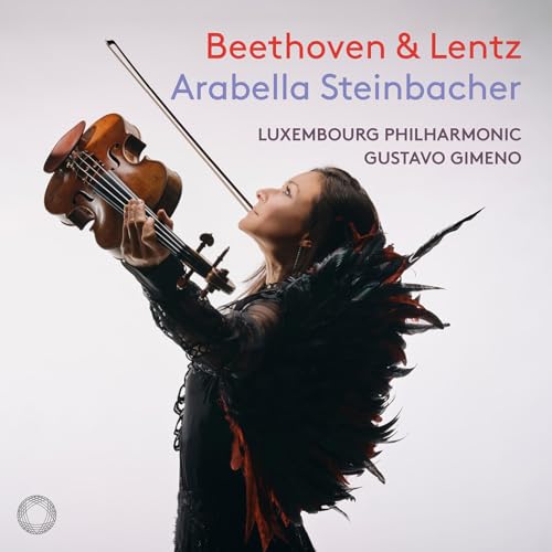 Violinist Arabella Steinbacher with violin, album cover for Beethoven & Lentz.