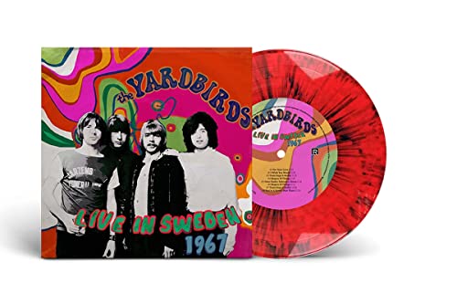 Yardbirds album cover and marbled red vinyl record, 1967 Sweden live.