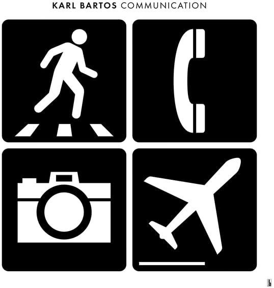 Album cover showing four black squares with white icons for pedestrian, phone, camera, airplane.
