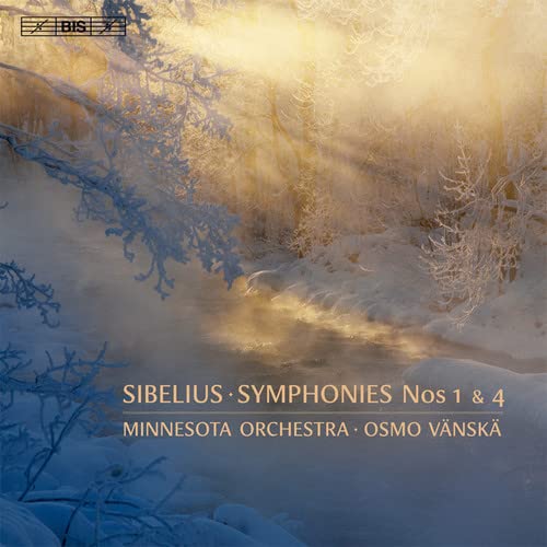 CD cover featuring a snowy forest landscape and text for Sibelius symphonies.