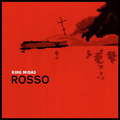 Red album cover for King Midas - Rosso, with a silhouetted landscape.