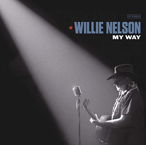 Willie Nelson album cover, black and white, with singer and guitar.