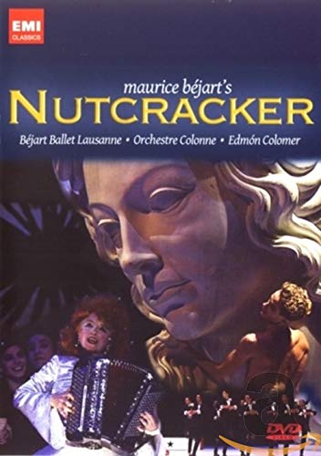 DVD cover for Maurice Béjart’s Nutcracker featuring a masked face and dancers.