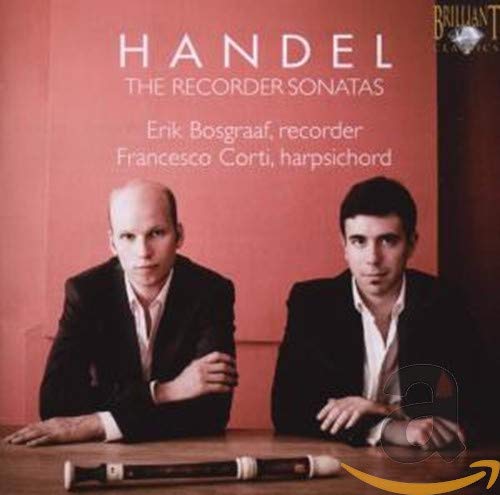CD cover for Handel’s Recorder Sonatas featuring two musicians and a recorder.