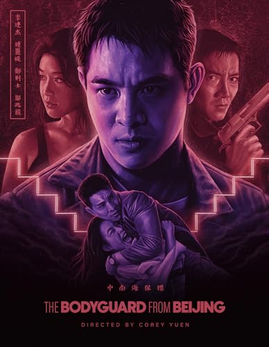 Movie poster for "The Bodyguard From Beijing" featuring three figures in purple tones.