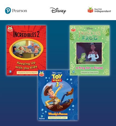 Pearson Bug Club Disney Year 1 Pack C, including decodable phonics readers for phase 5; The Incredibles: Keeping Up with the Kids, The Princess and the Frog: A Frog for a Friend, Toy Story: Woody's Re