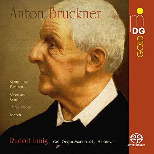 CD cover featuring a portrait of composer Anton Bruckner and text details.