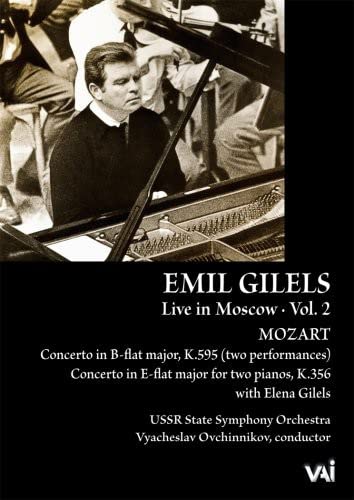 Emil Gilels at a piano, DVD cover for Mozart performances.