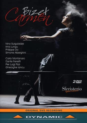 DVD cover for Bizet’s opera Carmen, featuring a woman with a cigarette.