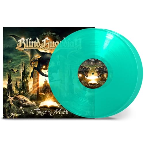 Blind Guardian vinyl record, mint green color, with fantasy album art.