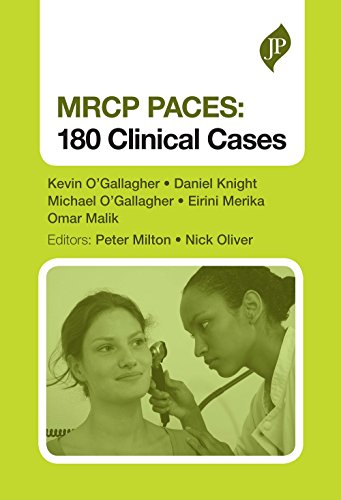 Book cover: "MRCP PACES: 180 Clinical Cases" with a doctor examining a patient.