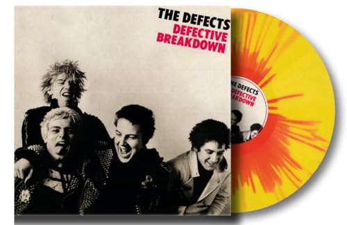 Album cover for The Defects’ “Defective Breakdown” with sunburst vinyl record.
