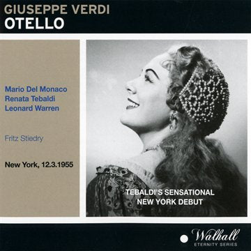 CD cover: Renata Tebaldi in costume, promoting Verdi’s Otello performance.