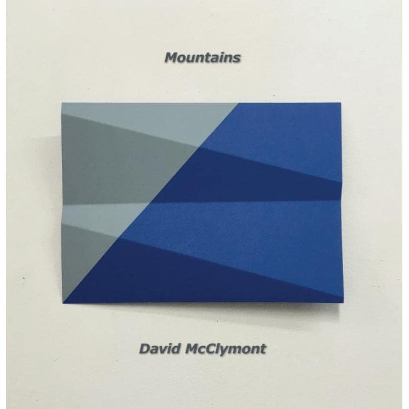 Album cover for David McClymont’s “Mountains” with abstract blue and gray shapes.