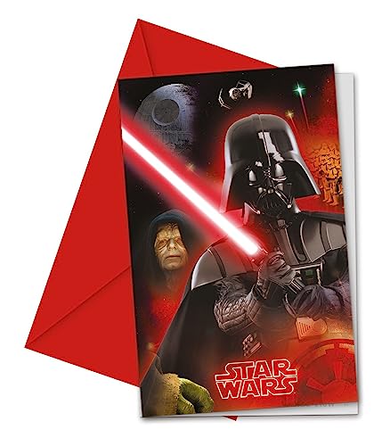 Star Wars card featuring Darth Vader with a red lightsaber and envelope.