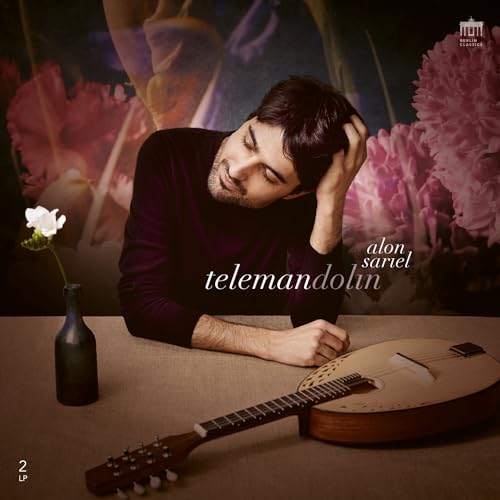 Album cover featuring Alon Sariel with a mandolin and floral background.