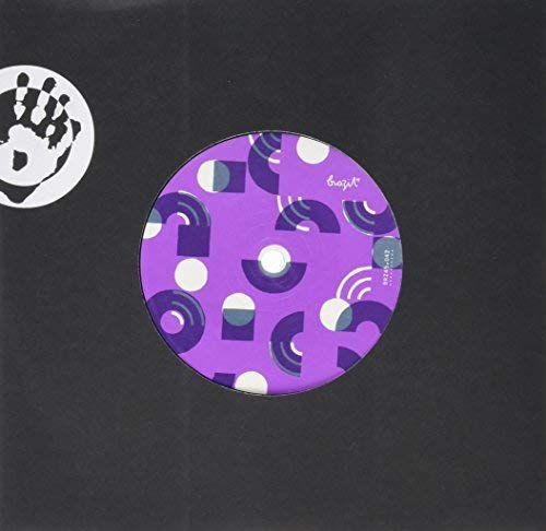 Purple vinyl record with abstract geometric shapes and a central label.
