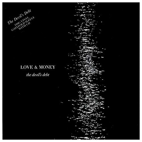 Black vinyl record cover with white text and shimmering light effect.