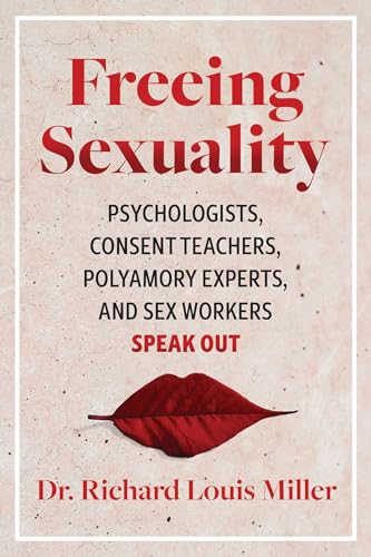 Book cover titled Freeing Sexuality with a red leaf shaped like lips on beige.