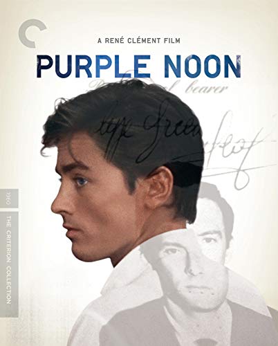 Purple Noon Blu-ray cover featuring Alain Delon in profile with ghostly figures.
