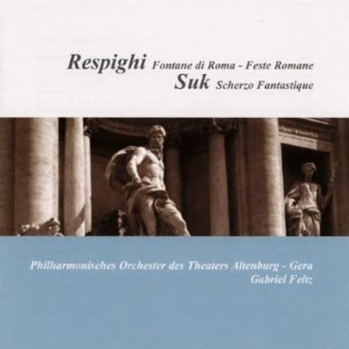 CD cover featuring classical sculptures and text listing composers Respighi and Suk.