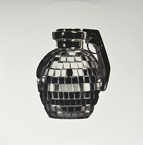A hand grenade covered in reflective mirror tiles against a plain white background.