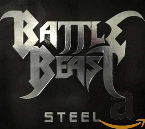 CD cover for Battle Beast’s “Steel” album, with silver lettering on black.