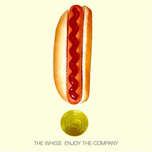 Vinyl album cover featuring a hot dog with mustard on a yellow background.