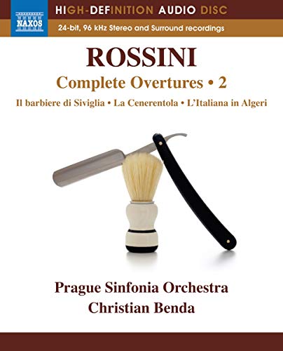 Blu-ray cover for Rossini overtures featuring a straight razor and brush.