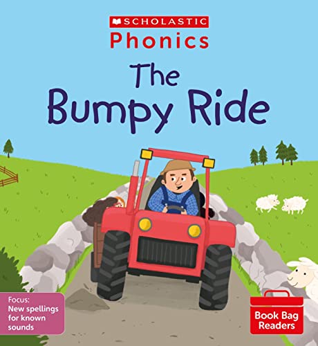 Book cover: a red tractor with a driver travels on a bumpy road.