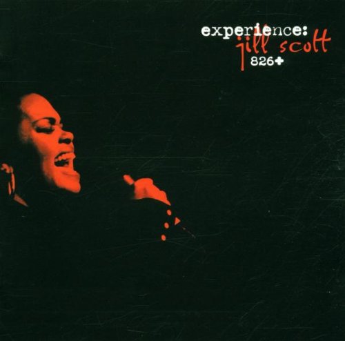 Jill Scott album cover: a portrait in red and black tones.