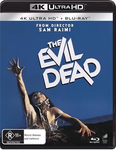 Blu-ray cover for horror film "The Evil Dead" with a clawed hand.