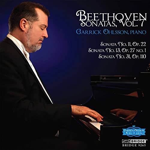 Garrick Ohlsson playing piano, album cover for Beethoven sonatas, Vol. 7.