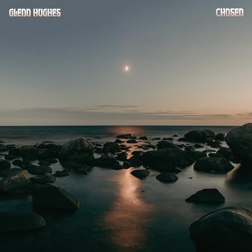 Album cover for Glenn Hughes’ “Chosen” featuring a rocky shoreline at dusk.