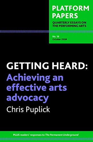 Black cover with green and blue text: "Platform Papers 18: Getting Heard.