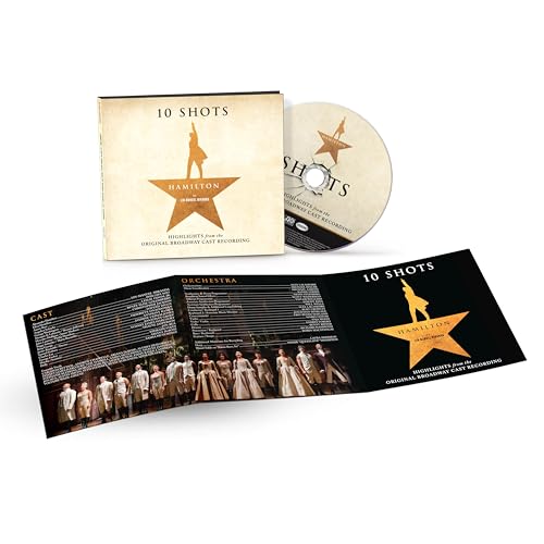 “Hamilton: 10 Shots” CD case, disc, and insert with cast photo.