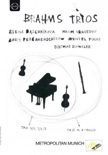 DVD cover for Brahms Trios featuring piano, violin, and clarinet.