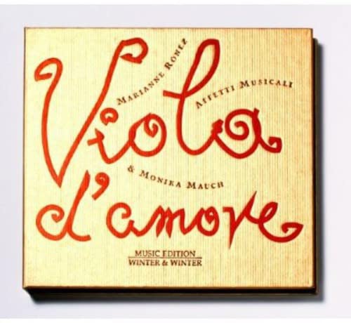 CD cover with red cursive text "Viola d'amore" on a beige background.