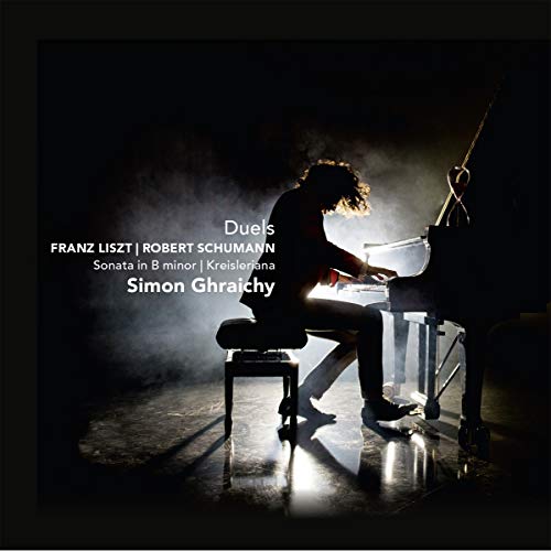 Pianist Simon Ghraichy playing a grand piano in a smoky, dark setting.